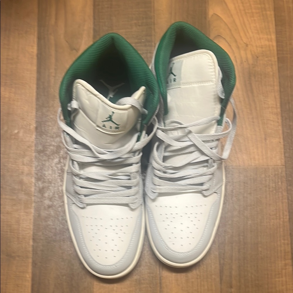 Men's White and Green Sneakers